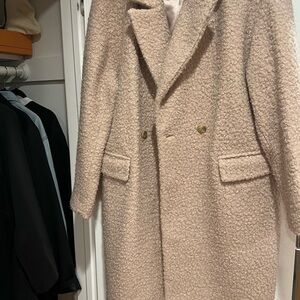 BCBGMaxAzria Textured Pea Coat in Beige
